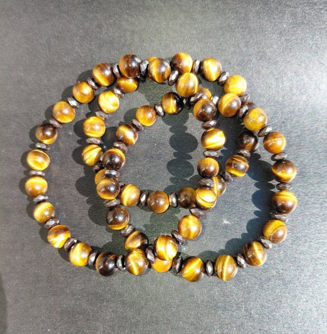 Bracelet Œil de Tigre & Hématite Facettée – Protection, Confiance et Ancrage