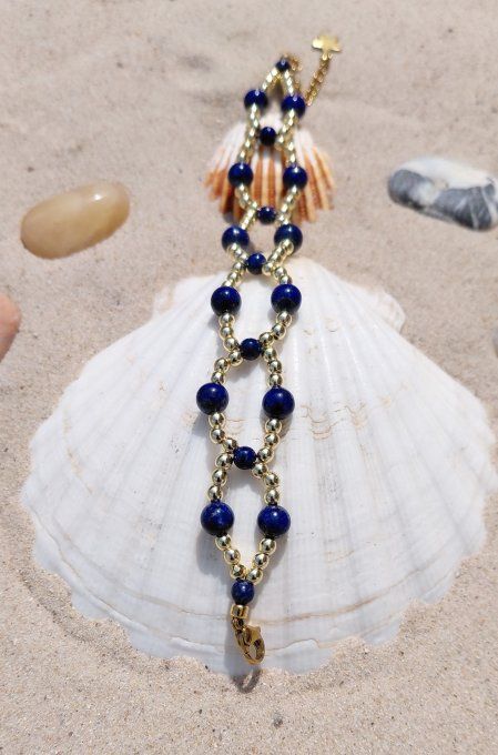 Bracelet Prestige – Lapis-Lazuli & Hématite Dorée