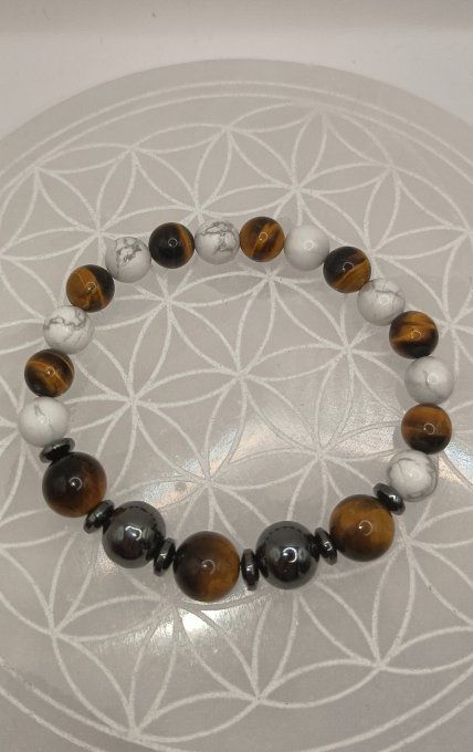 Alliance Howlite & Hématite & Œil de Tigre – Équilibre et Force Intérieure