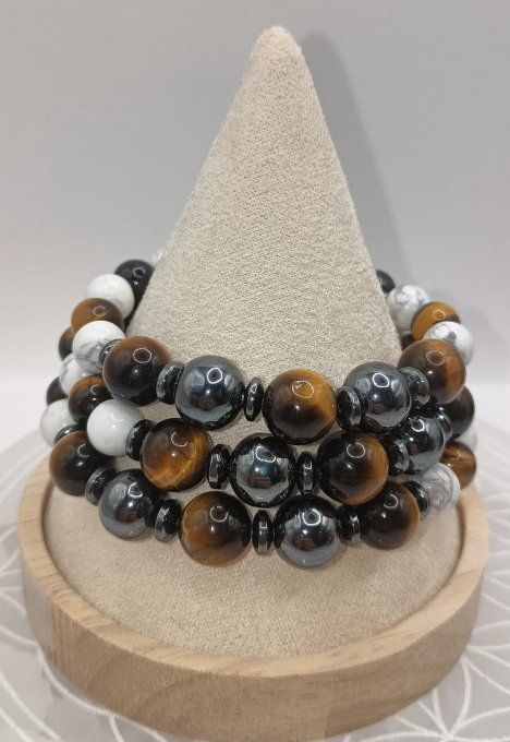 Alliance Howlite & Hématite & Œil de Tigre – Équilibre et Force Intérieure