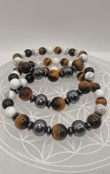Alliance Howlite & Hématite & Œil de Tigre – Équilibre et Force Intérieure
