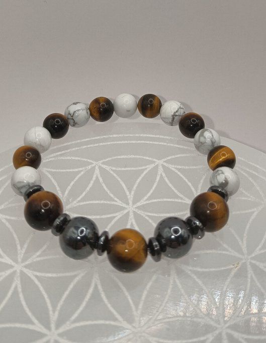 Alliance Howlite & Hématite & Œil de Tigre – Équilibre et Force Intérieure