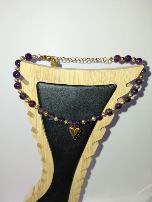 Bracelet de cheville en pierre naturelle en Cornaline ou améthyste