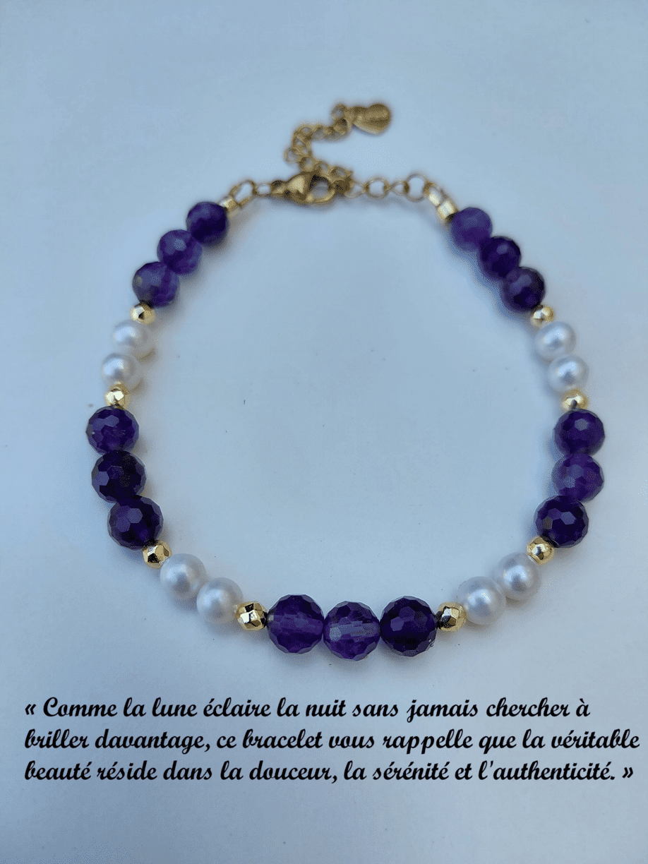 Bracelet Améthyste Facettée AA+ & Perles d'Eau Douce AA – Élégance, Sérénité et Féminité
