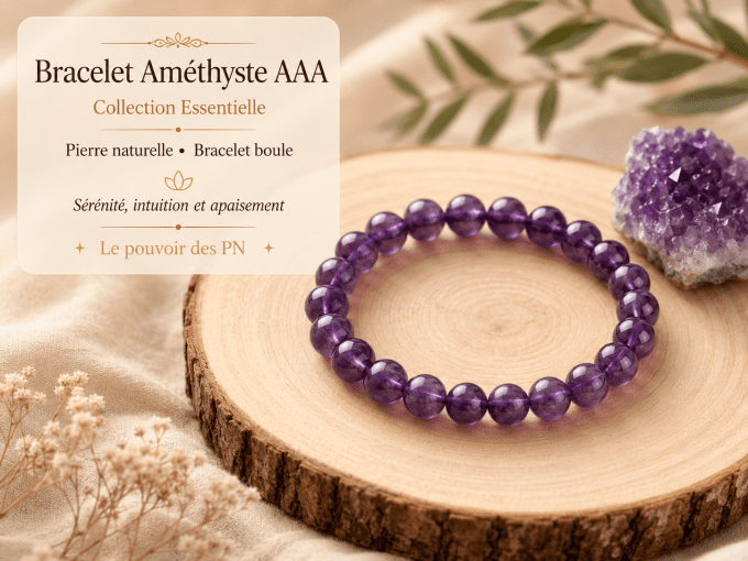 Bracelet boule 08mm améthyste Uruguay AAA