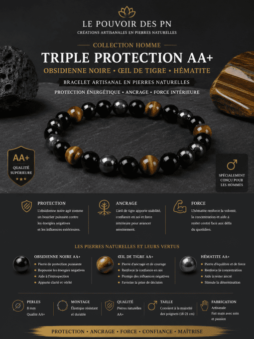 Bracelet taille homme Triple protection 