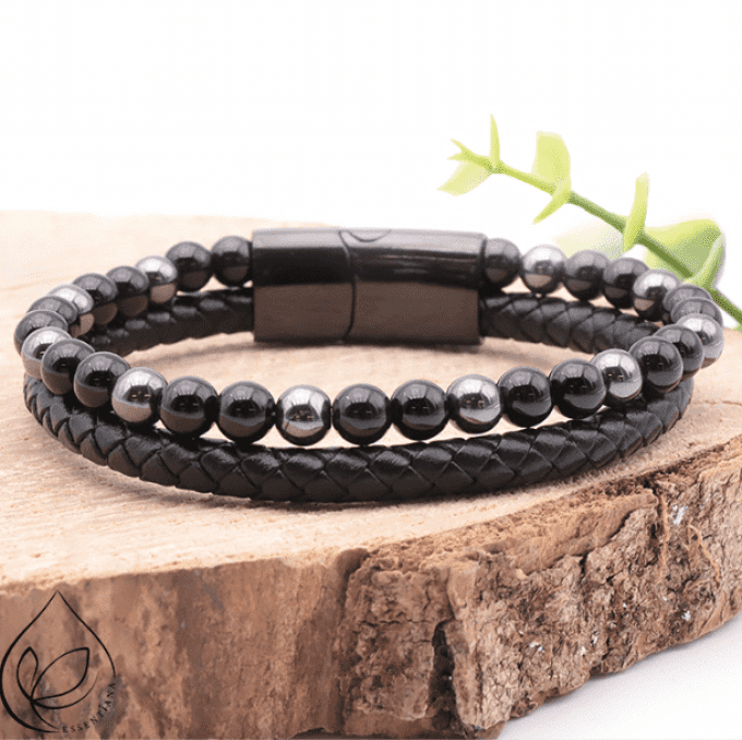 Bracelet Aska cuir noir