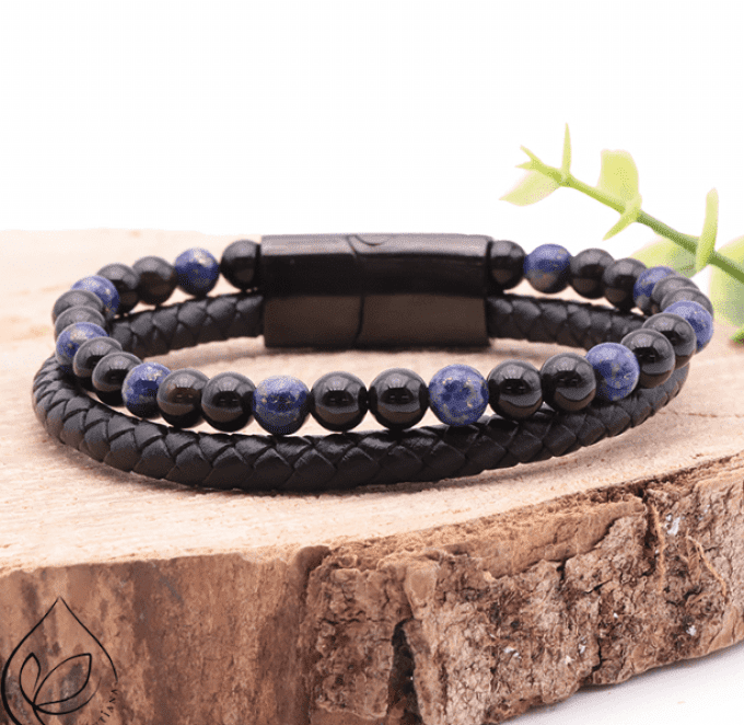 Bracelet Aska cuir noir