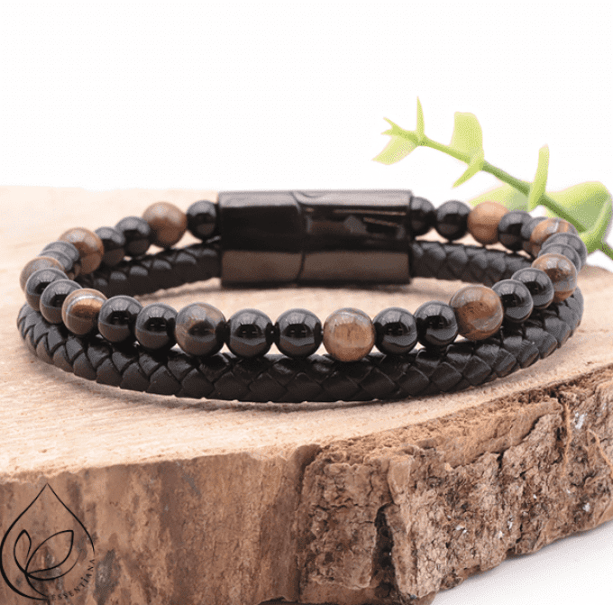 Bracelet Aska cuir noir