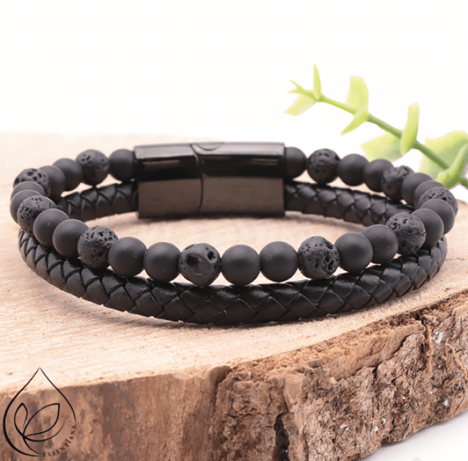 Bracelet Aska cuir noir