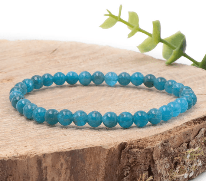 BRACELET BOULE 04MM APATITE BLEUE AA