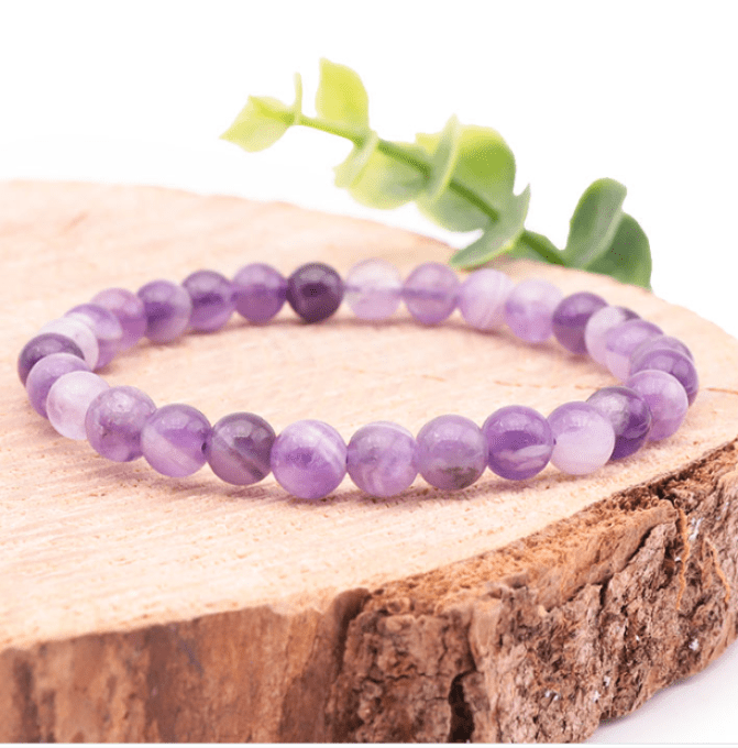 Bracelet boule améthyste rubanée Brésil AA