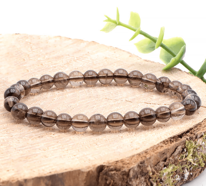Bracelet boule 08mm cristal de roche fumé AA