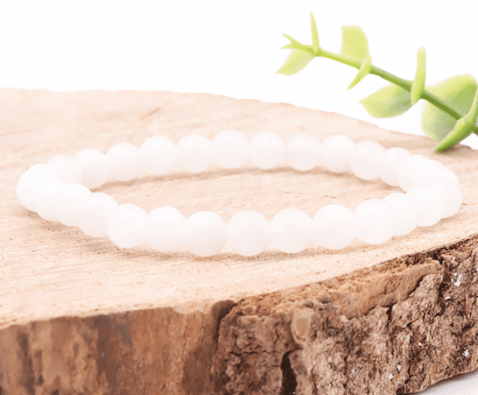 Bracelet boule 06mm jade blanc A