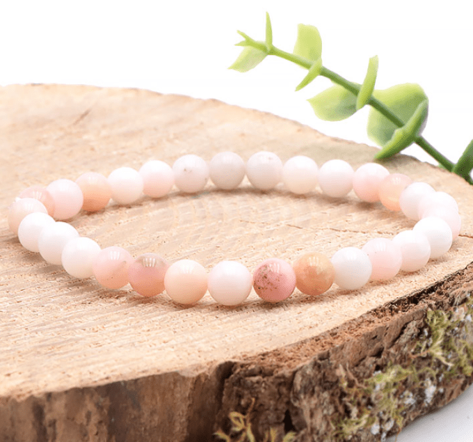 Bracelet boule opale rose AA
