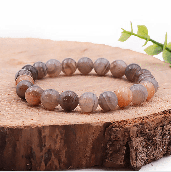 Bracelet boule Agate du Botswana AA