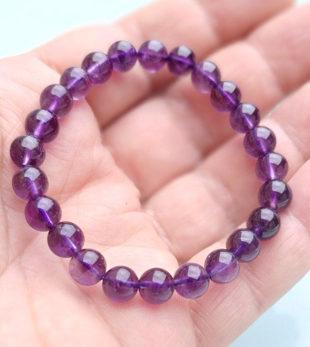 Bracelet boule 08mm améthyste Uruguay AAA