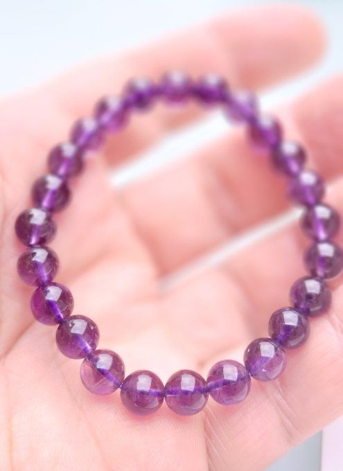 Bracelet boule 08mm améthyste Uruguay AAA