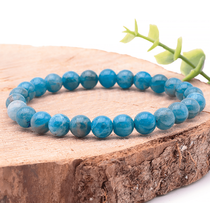 Bracelet boule 08mm apatite bleue A+