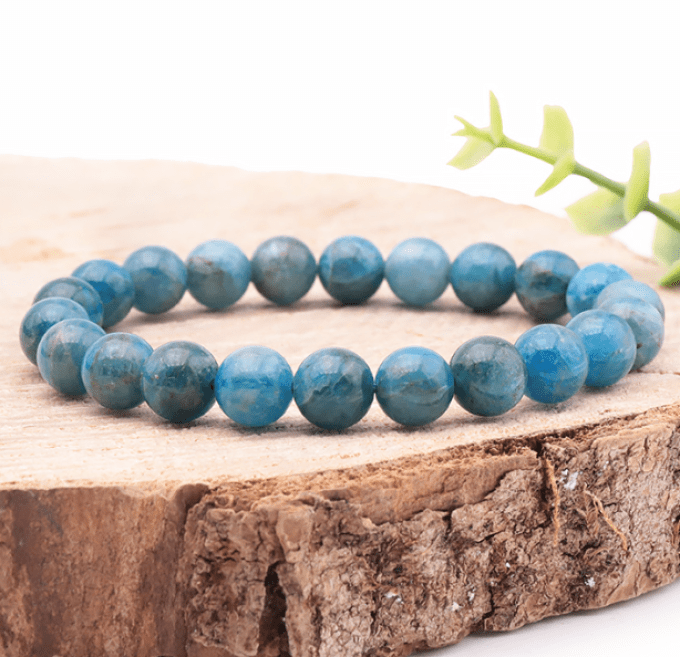 Bracelet boule 08mm apatite bleue A+