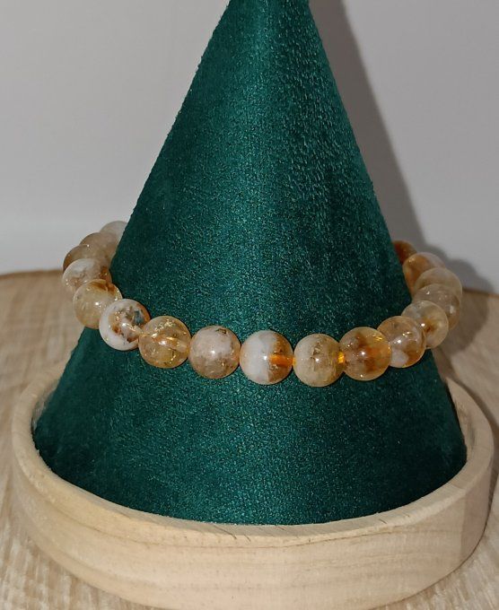 Bracelet boule 08mm citrine chauffée AA