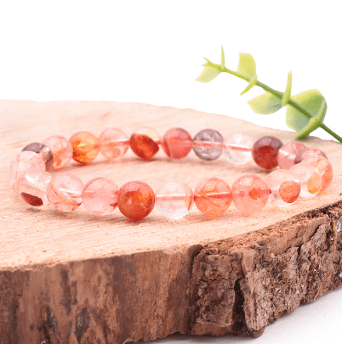 Bracelet boule 08mm cristal rutile d'Himalaya AA