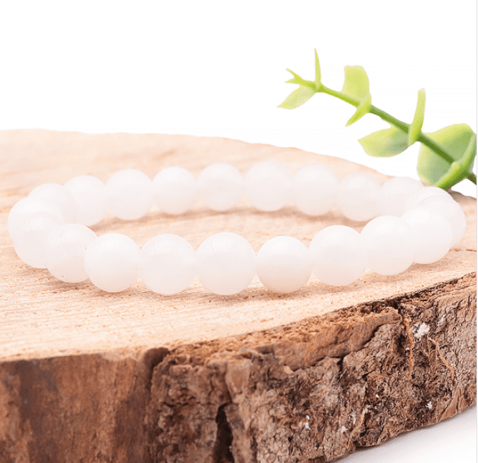 BRACELET BOULE 06MM JADE BLANC A