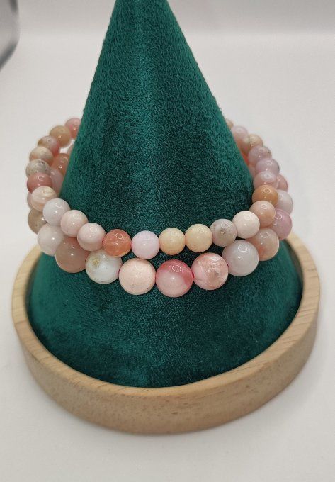 Bracelet boule opale rose AA