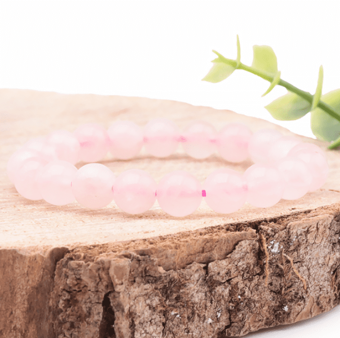 Bracelet boule 08mm quartz rose Brésil A