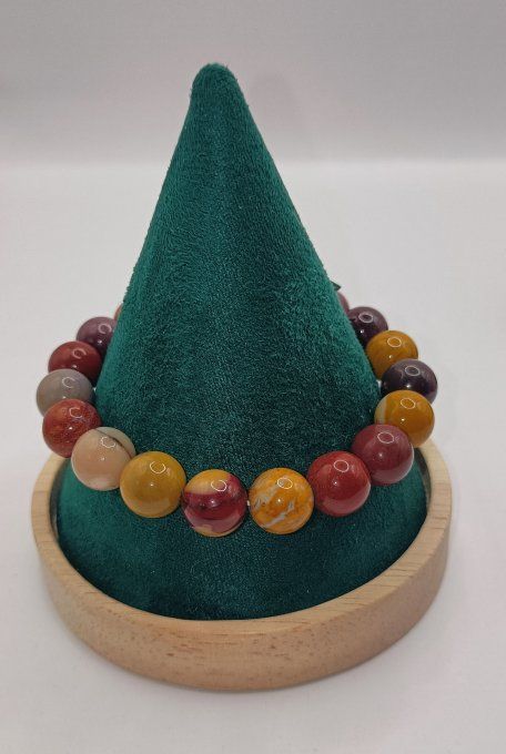 Bracelet boule  jaspe mokaïte A