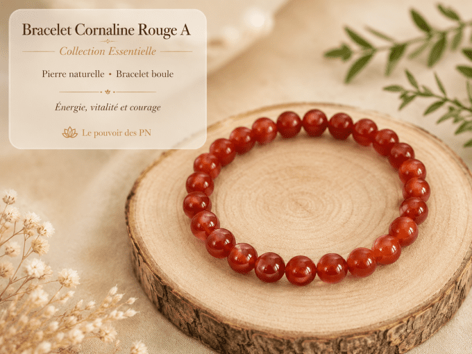 Bracelet boule en cornaline rouge A