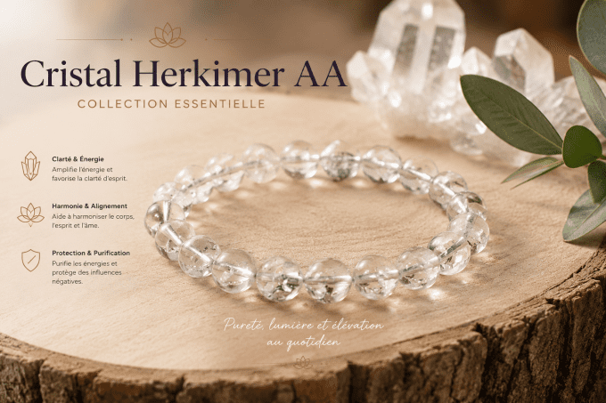 Bracelet 08mm cristal Herkimer AA (07,5-08,5mm)