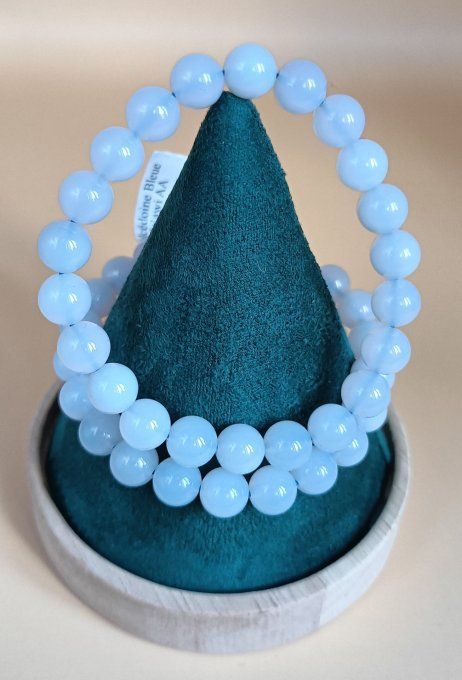 Bracelet en calcédoine bleue AA 