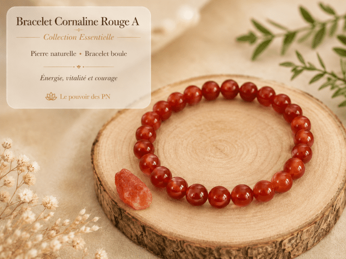 Bracelet boule en cornaline rouge A
