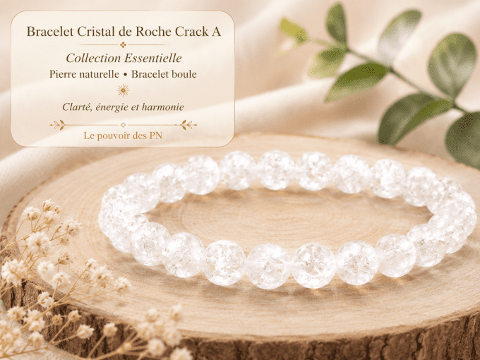 Bracelet boule  cristal de roche crack A