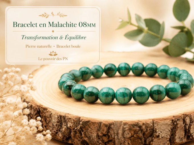 Bracelet en Malachite 08MM – Transformation & Équilibre