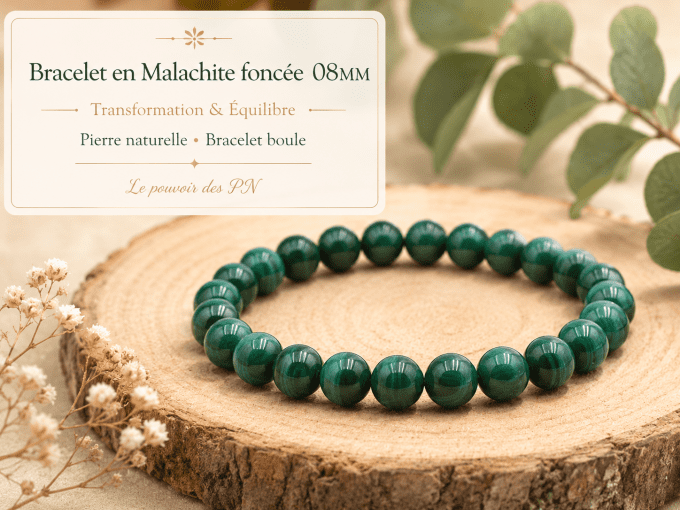 Bracelet en Malachite 08MM – Transformation & Équilibre
