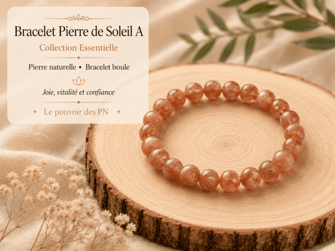 Bracelet boule en Pierre de soleil A