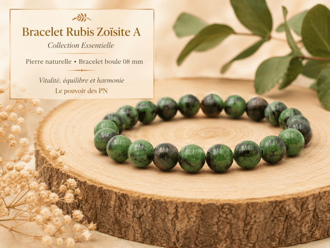 Bracelet boule 08mm rubis zoïsite A
