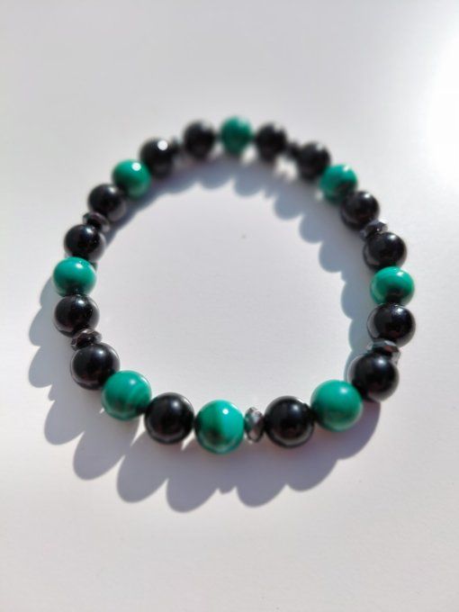 Bracelet Malachite & Tourmaline Noire – Le Gardien Intérieur
