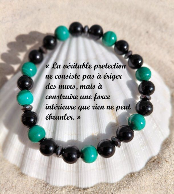 Bracelet Malachite & Tourmaline Noire – Le Gardien Intérieur