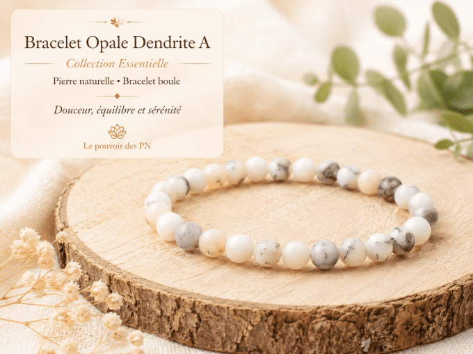 Bracelet boule opale dendrite A