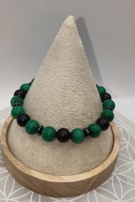 Bracelet Protection Profonde – Malachite AA & Shungite A