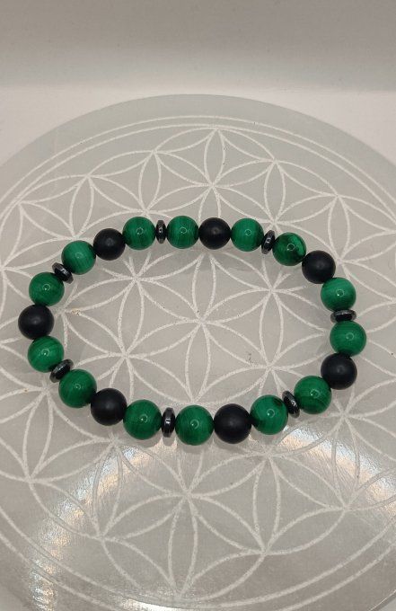 Bracelet Protection Profonde – Malachite AA & Shungite A