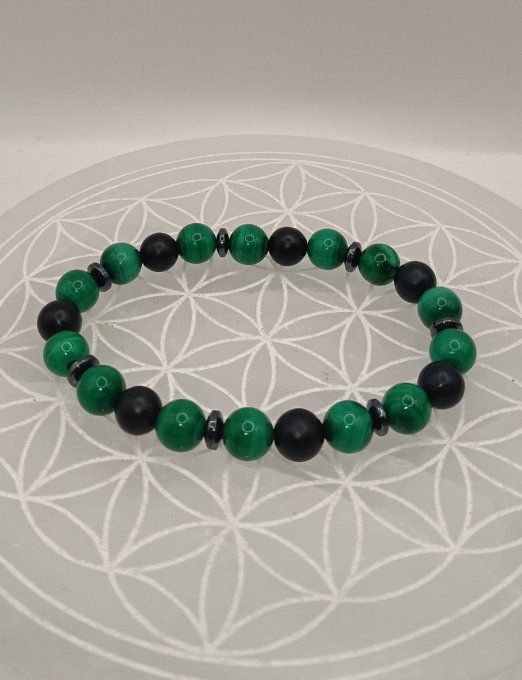 Bracelet Protection Profonde – Malachite AA & Shungite A