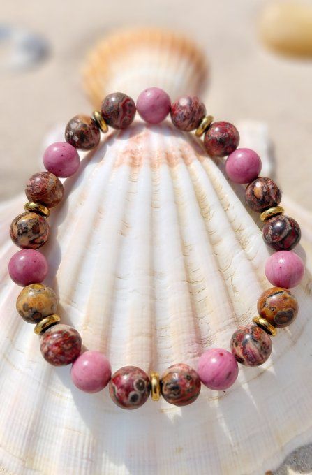 Bracelet Rhodonite & Jaspe Peau de Léopard