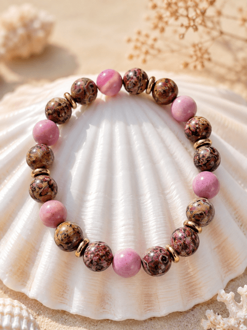 Bracelet Rhodonite & Jaspe Peau de Léopard