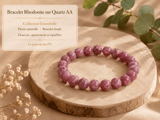 Bracelet en Rhodonite sur Quartz AA