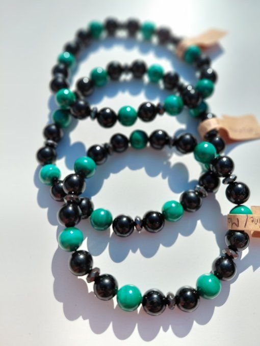 Bracelet "Transformation & Protection"  Malachite • Tourmaline Noire
