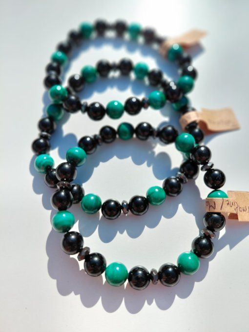 Bracelet "Transformation & Protection"  Malachite • Tourmaline Noire